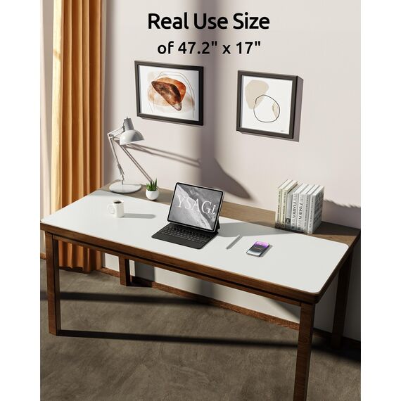YSAGi Schreibtischunterlage 120x43cm, Premium Leder Mauspad XXL, Rutschfeste Tischunterlage Schreibunterlage, Multifunktionales Office Mousepad Schreibtisch Zubehör für Büro & Homeoffice (Weiß)