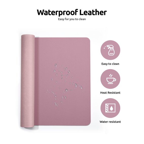 YSAGi Schreibtischunterlage 60x35cm, Premium Leder Mauspad XXL, Rutschfeste Tischunterlage Schreibunterlage, Multifunktionales Office Mousepad Schreibtisch Zubehör für Büro & Homeoffice (Mauve)