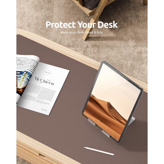 YSAGi Schreibtischunterlage 90x43cm, Premium Leder Mauspad XXL, Rutschfeste Tischunterlage Schreibunterlage, Multifunktionales Office Mousepad Schreibtisch Zubehör für Büro & Homeoffice (Schokolade)