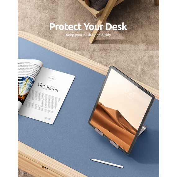 YSAGi Schreibtischunterlage 90x43cm, Premium Leder Mauspad XXL, Rutschfeste Tischunterlage Schreibunterlage, Multifunktionales Office Mousepad Schreibtisch Zubehör für Büro & Homeoffice (Meeresblau)