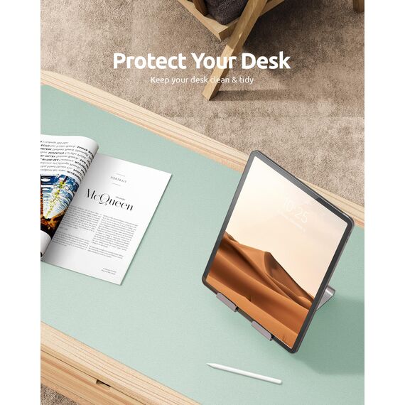 YSAGi Schreibtischunterlage 80x40cm, Premium Leder Mauspad XXL, Rutschfeste Tischunterlage Schreibunterlage, Multifunktionales Office Mousepad Schreibtisch Zubehör für Büro & Homeoffice (Mintgrün)