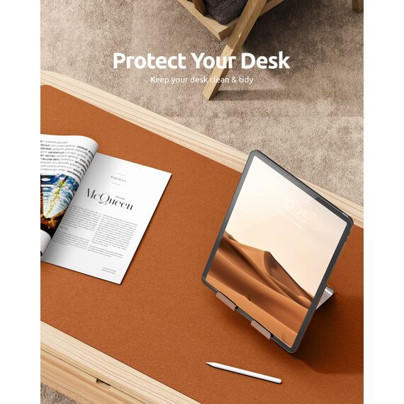 YSAGi Schreibtischunterlage 80x40cm, Premium Leder Mauspad XXL, Rutschfeste Tischunterlage Schreibunterlage, Multifunktionales Office Mousepad Schreibtisch Zubehör für Büro & Homeoffice (Braun)