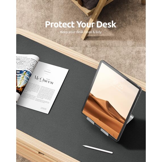 YSAGi Schreibtischunterlage 80x40cm, Premium Leder Mauspad XXL, Rutschfeste Tischunterlage Schreibunterlage, Multifunktionales Office Mousepad Schreibtisch Zubehör für Büro & Homeoffice (Dunkelgrau)