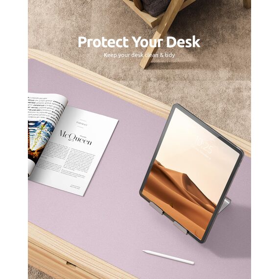 YSAGi Schreibtischunterlage 80x40cm, Premium Leder Mauspad XXL, Rutschfeste Tischunterlage Schreibunterlage, Multifunktionales Office Mousepad Schreibtisch Zubehör für Büro & Homeoffice (Graurosa)