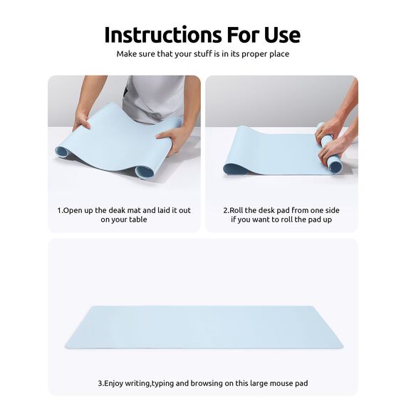 YSAGi Schreibtischunterlage 80x40cm, Premium Leder Mauspad XXL, Rutschfeste Tischunterlage Schreibunterlage, Multifunktionales Office Mousepad Schreibtisch Zubehör für Büro & Homeoffice (Hellblau)