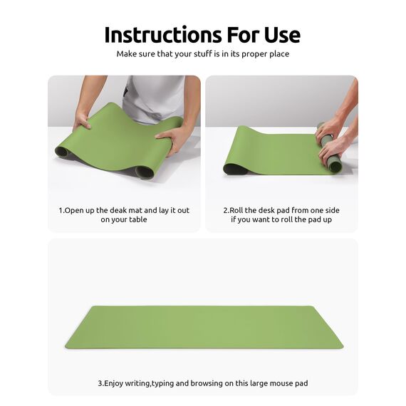 YSAGi Schreibtischunterlage 60x35cm, Premium Leder Mauspad XXL, Rutschfeste Tischunterlage Schreibunterlage, Multifunktionales Office Mousepad Schreibtisch Zubehör für Büro & Homeoffice (Blattgrün)