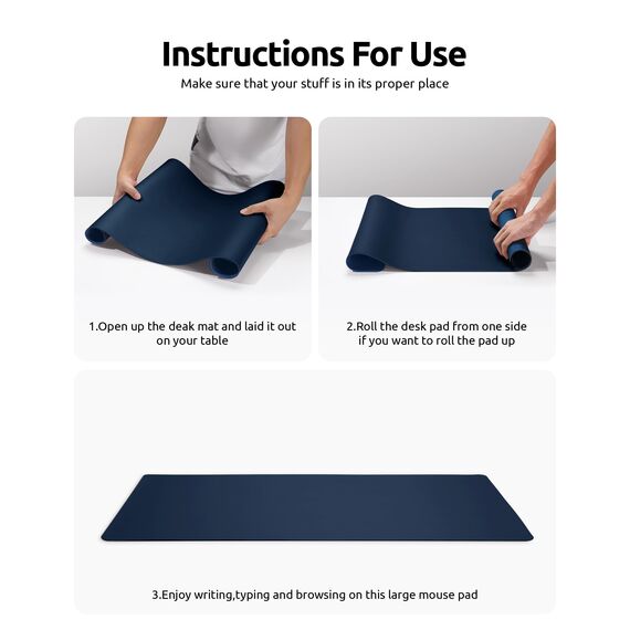 YSAGi Schreibtischunterlage 80x40cm, Premium Leder Mauspad XXL, Rutschfeste Tischunterlage Schreibunterlage, Multifunktionales Office Mousepad Schreibtisch Zubehör für Büro & Homeoffice (Dunkelblau)