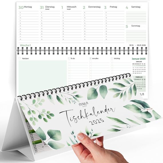 Tischkalender 2025 Quer - Für mehr Organisation & Produktivität - Wochenkalender 2025 für Schreibtisch - Kalender 2025 Tischkalender Wochenplaner 2025
