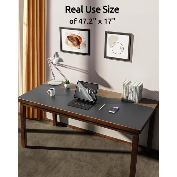 YSAGi Schreibtischunterlage 120x43cm, Premium Leder Mauspad XXL, Rutschfeste Tischunterlage Schreibunterlage, Multifunktionales Office Mousepad Schreibtisch Zubehör für Büro & Homeoffice (Dunkelgrau)