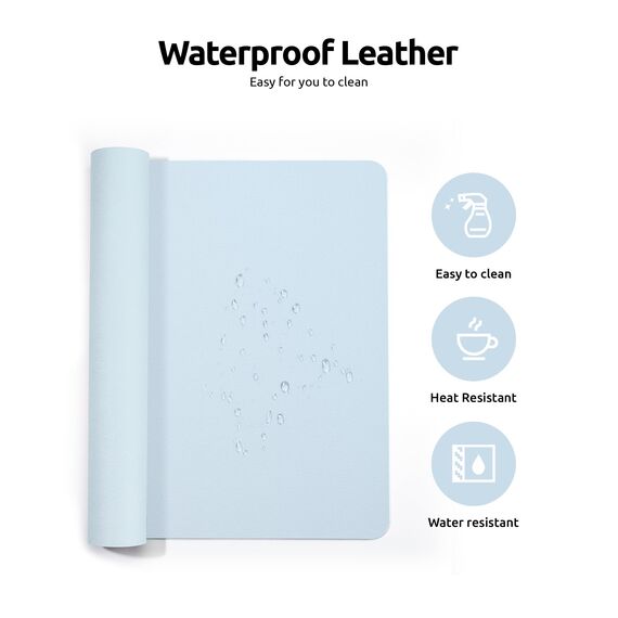 YSAGi Schreibtischunterlage 80x40cm, Premium Leder Mauspad XXL, Rutschfeste Tischunterlage Schreibunterlage, Multifunktionales Office Mousepad Schreibtisch Zubehör für Büro & Homeoffice (Hellblau)