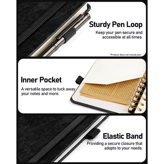 WEMATE Spiral-Passwortbuch mit alphabetischen Registerkarten, kleines Passwortbuch für Senioren, Internet-Passwort-Notizbuch, Hardcover, Passwort-Tagebuch, Logbuch, 11,9 x 15,2 cm, Schwarz