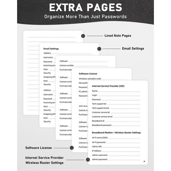 WEMATE Spiral-Passwortbuch mit alphabetischen Registerkarten, kleines Passwortbuch für Senioren, Internet-Passwort-Notizbuch, Hardcover, Passwort-Tagebuch, Logbuch, 11,9 x 15,2 cm, Schwarz