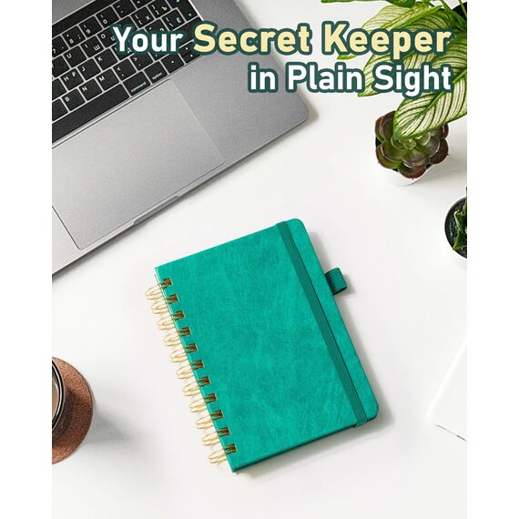 WEMATE Spiral-Passwortbuch mit alphabetischen Registerkarten, kleines Passwortbuch für Senioren, Internet-Passwort-Notizbuch, Hardcover, Passwort, Tagebuch, Logbuch, 11,9 x 15,2 cm (4,7 x 6 Zoll),