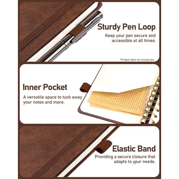 WEMATE Spiral Passwort buch mit alphabetischen Tabs, kleines Passwortbuch für Senioren, Internet-Passwort-Notizbuch Hardcover Passwort Manager Journal Logbuch A6 – 10.5 x 14.8 cm (Braun)