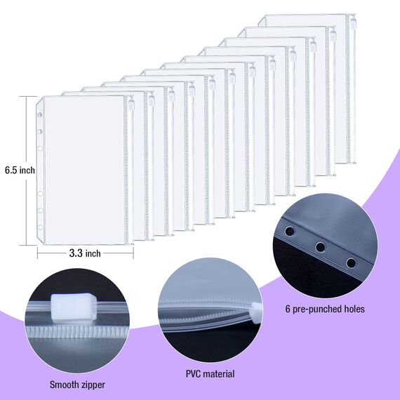Budget Planner Budget Binder - ANYUKE A6 Budget Planner Geldumschläge Umschlagmethode, Budgetplaner Geld Organizer Sparbuch mit Folien für Finanzplaner, Geld Sparen Mappe, Cash Stuffing - Laser Lila