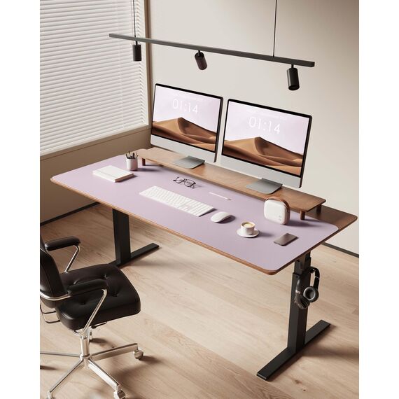 YSAGi Schreibtischunterlage 120x43cm, Premium Leder Mauspad XXL, Rutschfeste Tischunterlage Schreibunterlage, Multifunktionales Office Mousepad Schreibtisch Zubehör für Büro & Homeoffice (Graurosa)
