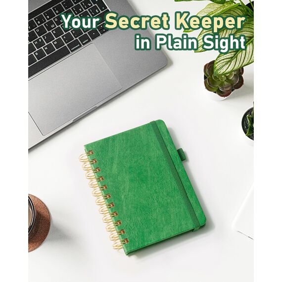 WEMATE Spiral Passwort buch mit alphabetischen Tabs, kleines Passwortbuch für Senioren, Internet-Passwort-Notizbuch Hardcover Passwort Manager Journal Logbuch A6 – 10.5 x 14.8 cm (Grasgrün)