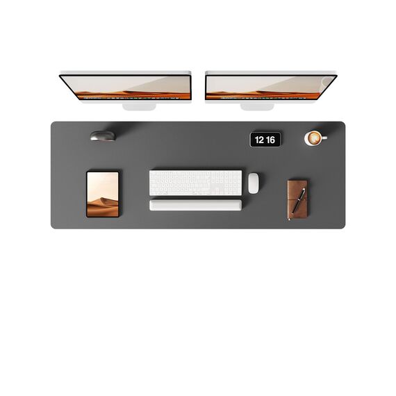 YSAGi Schreibtischunterlage 120x43cm, Premium Leder Mauspad XXL, Rutschfeste Tischunterlage Schreibunterlage, Multifunktionales Office Mousepad Schreibtisch Zubehör für Büro & Homeoffice (Dunkelgrau)