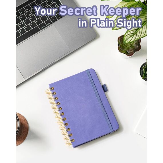 WEMATE Spiral Passwort buch mit alphabetischen Tabs, kleines Passwortbuch für Senioren, Internet-Passwort-Notizbuch Hardcover Passwort Manager Journal Logbuch A6 – 10.5 x 14.8 cm (Purpur)