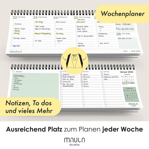 Tischkalender 2025 Quer - Für mehr Organisation & Produktivität - Wochenkalender 2025 für Schreibtisch - Kalender 2025 Tischkalender Wochenplaner 2025