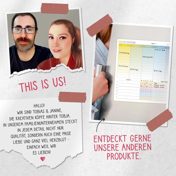 TOBJA abwischbarer Wandkalender 2026 A4 - "Bunter" Jahresplaner 2026 abwischbar, inkl. 4 Stifte. Tafelkalender 2026, Robuster Kalender A4 (abwischbar +4 Stifte)