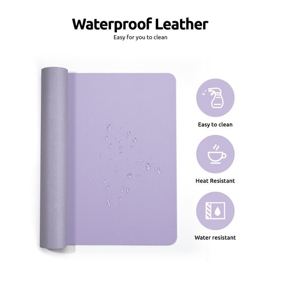 YSAGi Schreibtischunterlage 120x43cm, Premium Leder Mauspad XXL, Rutschfeste Tischunterlage Schreibunterlage, Multifunktionales Office Mousepad Schreibtisch Zubehör für Büro & Homeoffice (Lila)