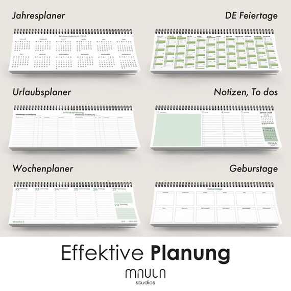 Tischkalender 2025 Quer - Für mehr Organisation & Produktivität - Wochenkalender 2025 für Schreibtisch - Kalender 2025 Tischkalender Wochenplaner 2025