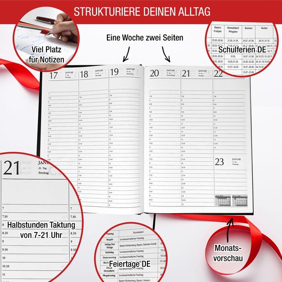 Kalenderbuch Chefplaner ca. A4 - Terminkalender mit Wochenübersicht 1 Woche 2 Seiten | Buchkalender als Chefkalender, Salonplaner, Werkstattplaner, Friseur Kalender | Hardcover, Lederoptik (Blau)