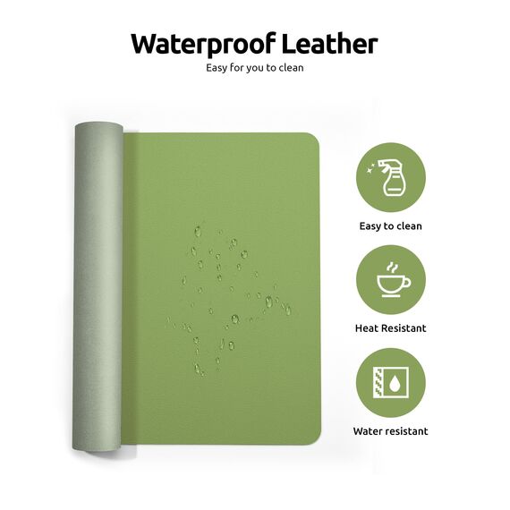 YSAGi Schreibtischunterlage 60x35cm, Premium Leder Mauspad XXL, Rutschfeste Tischunterlage Schreibunterlage, Multifunktionales Office Mousepad Schreibtisch Zubehör für Büro & Homeoffice (Blattgrün)