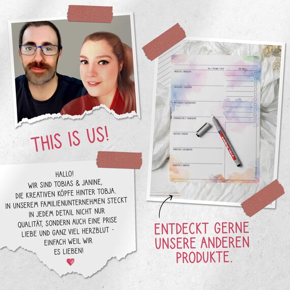 TOBJA abwischbarer Wandkalender 2026 A4 - "Bunter" Jahresplaner 2026 abwischbar, inkl. Stift. Tafelkalender 2026, Robuster Kalender A4 (abwischbar +1 Stift)