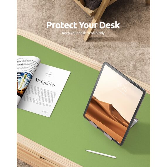 YSAGi Schreibtischunterlage 90x43cm, Premium Leder Mauspad XXL, Rutschfeste Tischunterlage Schreibunterlage, Multifunktionales Office Mousepad Schreibtisch Zubehör für Büro & Homeoffice (Blattgrün)