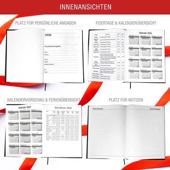 Terminkalender 2026 fast A4, Terminplaner mit Wochenübersicht 1 Woche 2 Seiten | Kalender 2026 Buchkalender A4