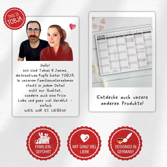 TOBJA Wandkalender 2026 groß mit Feiertagen und Ferien DE, AT | Jahresplaner 2026 Wandkalender 100x70 cm | XXL Wandkalender gefalzt | Hochwertiger Kalender [1 Stück gefalzt]