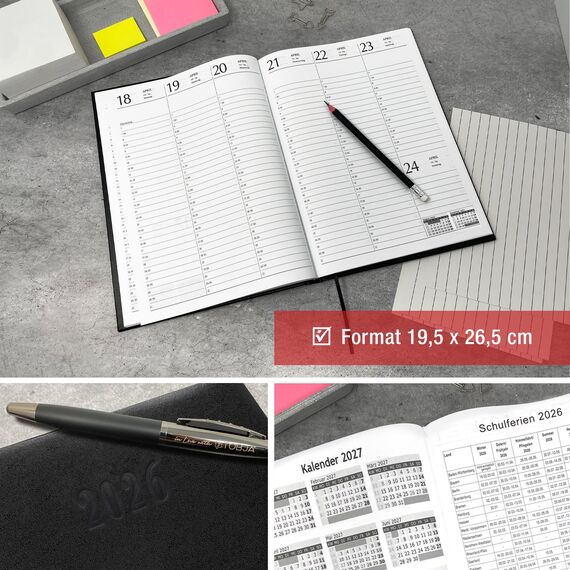 Kalenderbuch Chefplaner ca. A4 - Terminkalender mit Wochenübersicht 1 Woche 2 Seiten | Buchkalender als Chefkalender, Salonplaner, Werkstattplaner, Friseur Kalender | Hardcover, Lederoptik (Blau)