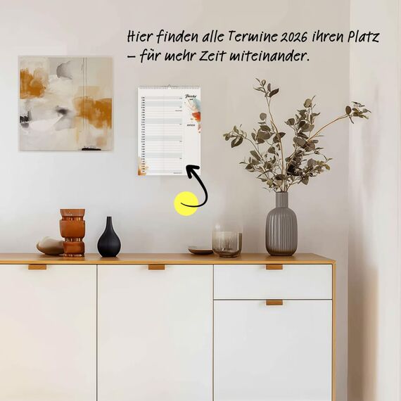 heaven+paper Paarplaner 2 Spalten Aquarell Kunstkalender - Kalender für einen oder zwei 2026 mit Feiertagen, Schulferien - Wandkalender 2026 (Happy Splash, 2 Spalten)