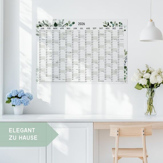 heaven+paper® Wandkalender 2026 | Jahresplaner 2026 A1 | Jahreskalender 26 aus FSC zertifizierten Naturpapier | 12 Monate mit Feiertagen | Calendar made in Germany | XXL Wandkalender | Wandplaner