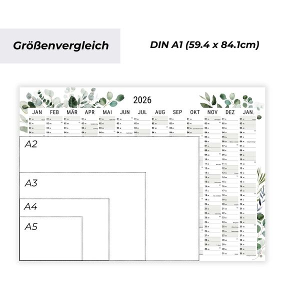 heaven+paper® Wandkalender 2026 | Jahresplaner 2026 A1 | Jahreskalender 26 aus FSC zertifizierten Naturpapier | 12 Monate mit Feiertagen | Calendar made in Germany | XXL Wandkalender | Wandplaner