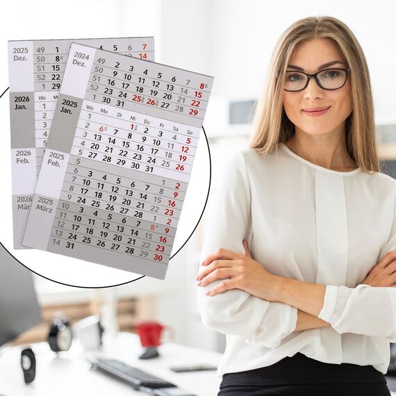 Timr 4 Monate Ersatz Kalendarium 2026 und 2027 I magnetisch I für Tischkalender aus Edelstahl in gebürsteter Optik Geschenkidee für Freunde Familie I tr307