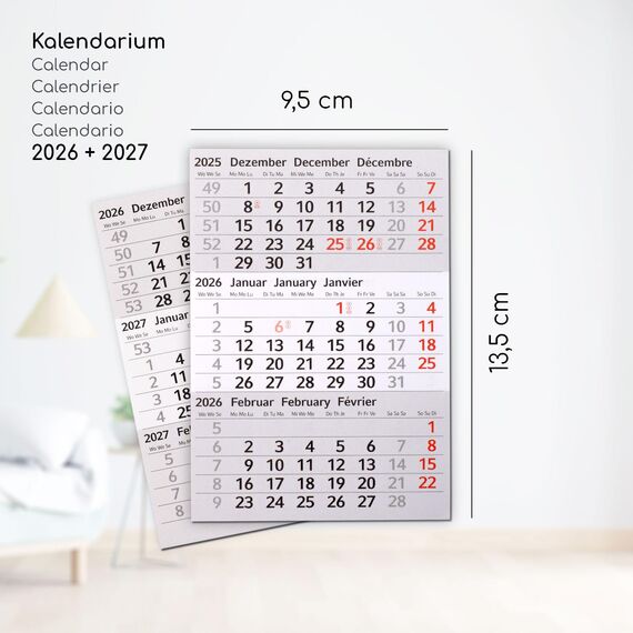 Timr Ersatz Kalendarium 2026 und 2027 I magnetisch I für Tischkalender aus Edelstahl in gebürsteter Optik Geschenkidee für Freunde Familie I tr283