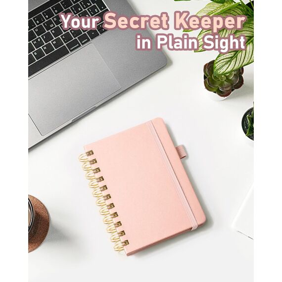 WEMATE Spiral Passwort buch mit alphabetischen Tabs, kleines Passwortbuch für Senioren, Internet-Passwort-Notizbuch Hardcover Passwort Manager Journal Logbuch A6 – 10.5 x 14.8 cm (Roségold)