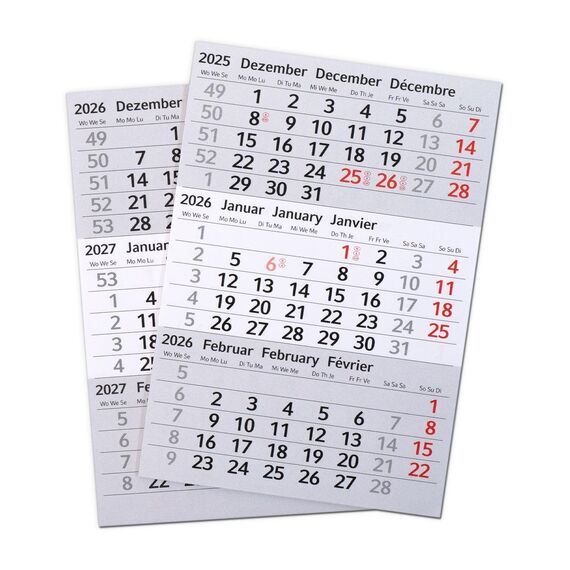 Timr Ersatz Kalendarium 2026 und 2027 I magnetisch I für Tischkalender aus Edelstahl in gebürsteter Optik Geschenkidee für Freunde Familie I tr283