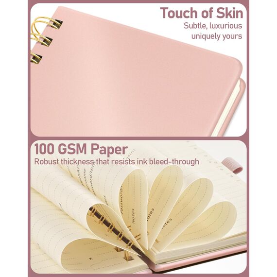 WEMATE Spiral Passwort buch mit alphabetischen Tabs, kleines Passwortbuch für Senioren, Internet-Passwort-Notizbuch Hardcover Passwort Manager Journal Logbuch A6 – 10.5 x 14.8 cm (Roségold)