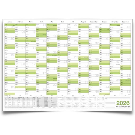 DIN B1 Wandkalender 2026 abwischbar – XXL Jahresplaner 100x70 cm, feucht korrigierbar, inkl. deutscher Beschriftung – großer Kalender für Büro, Schule & Zuhause – von Kalenderoutlet