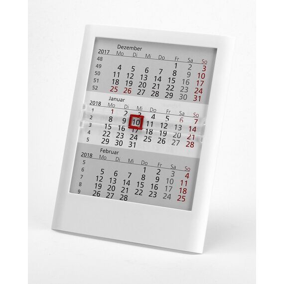 HiCuCo 3-Monats-Tischkalender für 2 Jahre (2026 + 2027) - Aufstellkalender - TypW1 - Farbvariante Weiß