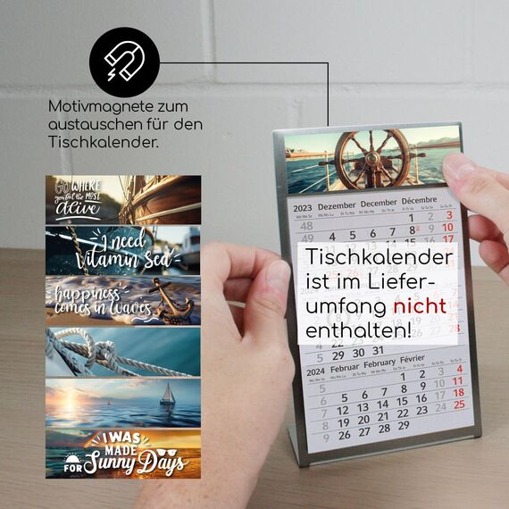 Timr 7 Ersatzmagnete für Edelstahl Tischkalender zum Aufstellen I Maritim I Geschenkidee I tr301