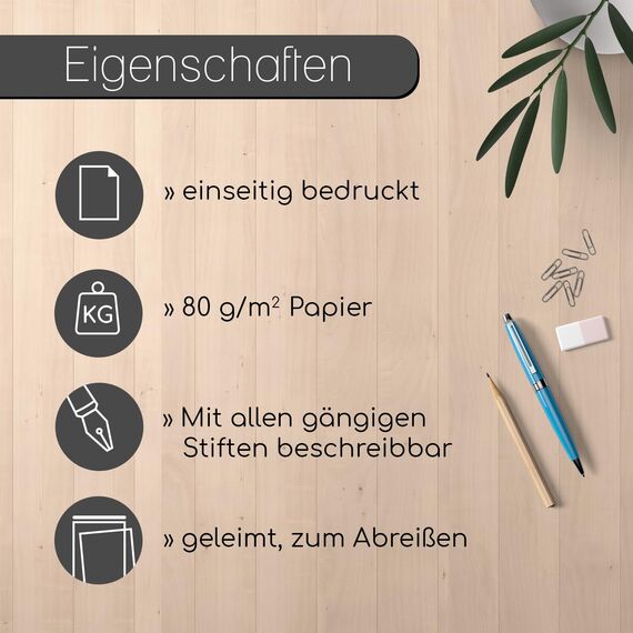 Menüplaner Block DIN A4 I 50 Blatt I Essensplaner Block für die ganze Familie I Wochenplaner Block A4 I Aus Papier zum Abreißen I dv225