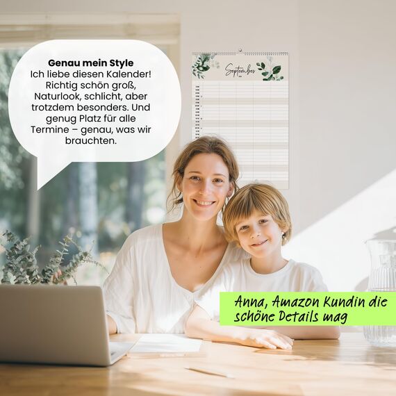 heaven+paper® Familienplaner 2026 | Wandkalender 2026 A3 | Planer 2026 mit 5 Spalten | Made in Germany | Kalender 2026 Familienplaner mit 12 Seiten | Jahresplaner 2026 mit Feiertagen und Schulferien