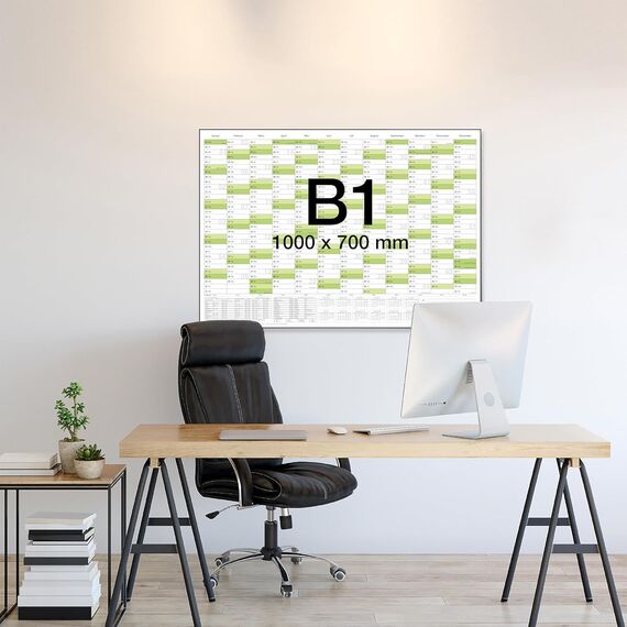 Din B1 Wandkalender 2026 abwischbar XXL Jahresplaner 100x70 cm cm groß inklusive 1 Marker, feucht korrigierbar. Jahreskalender, Kalender 2026 in deutscher Sprache von Kalenderoutlet