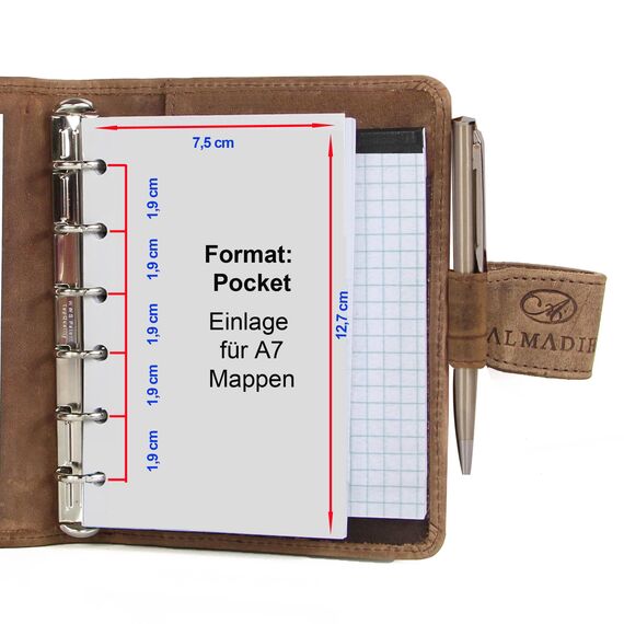 A7 Kalendereinlage 2026 (1 Woche auf 2 Seiten)Wochenplaner für alle gängige Ledermappen Terminplaner Organizer Kombimappe Zeitplaner Ersatz Kalender Einlagen Wochen Kalendarium Jahresplan (A7 Pocket)