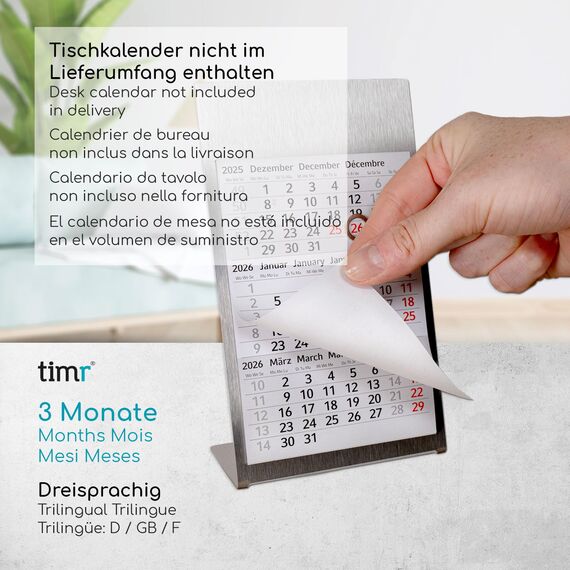 Timr Ersatz Kalendarium 2026 und 2027 I magnetisch I für Tischkalender aus Edelstahl in gebürsteter Optik Geschenkidee für Freunde Familie I tr283